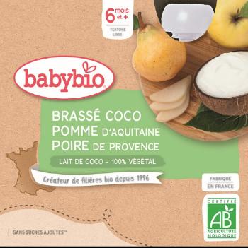 BABYBIO desiata s kokosovým mliekom - jablko a hruška 4 x 85 g