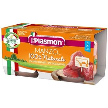 PLASMON bezlepkový masový s obilím hovězí bez škrobu a soli 2× 80 g, 4m+ (8001040016534)