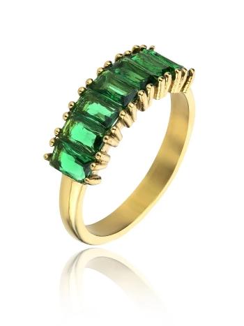 Marc Malone Blyštivý pozlacený prsten se zirkony Leila Green Ring MCR23062G 54 mm