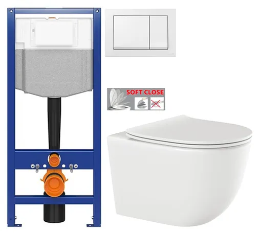 CERSANIT předstěnový instalační systém s bílym tlačítkem K97-516 + WC INVENA TINOS  + SEDÁTKO K97-526 516 NO1