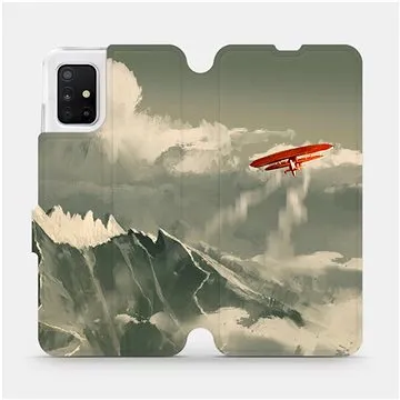 Flipové pouzdro na mobil Samsung Galaxy A51 - MA03P Oranžové letadlo v horách (5903516121939)