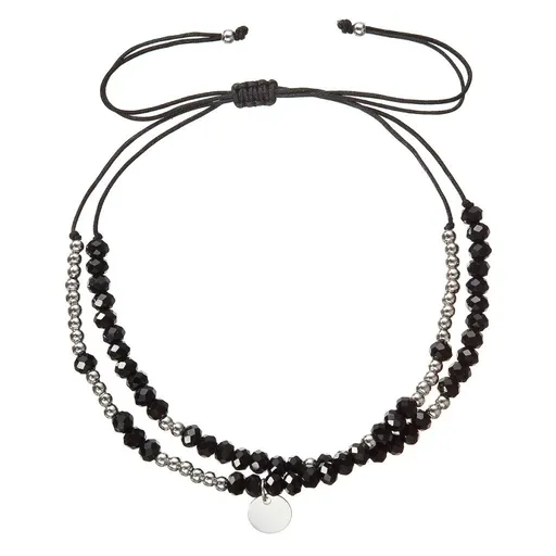 Evolution Group - Pavona Dvojitý textilní náramek s černými korálky 13038.3