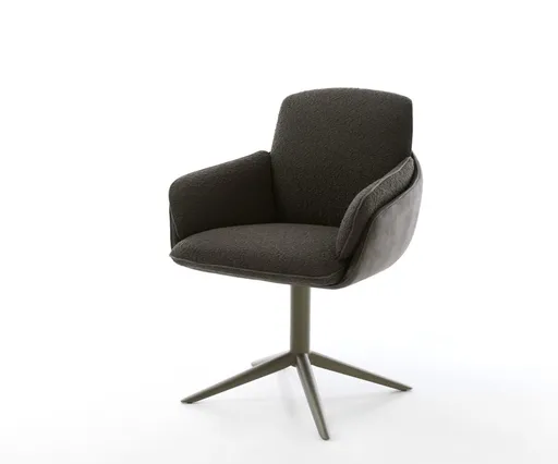 Jídelní židle Luan-Flex s područkami mix materiálů černá podnož