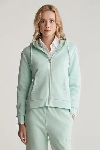 MIKINA GANT REG TONAL SHIELD ZIP HOODIE FADED MINT