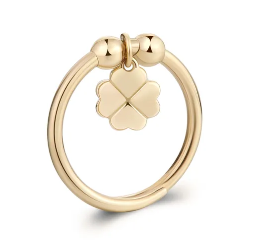 S'Agapõ Nastavitelný pozlacený prsten Čtyřlístek Feelings SFE38