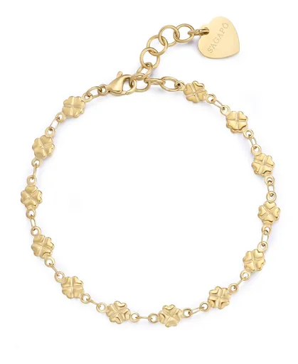 S'Agapõ Pozlacený náramek se čtyřlístky Chunky SHK102