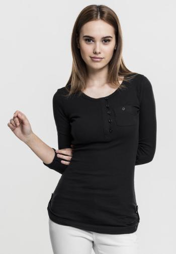 Urban Classics Ladies Long Rib Pocket Turnup Tee black - XS