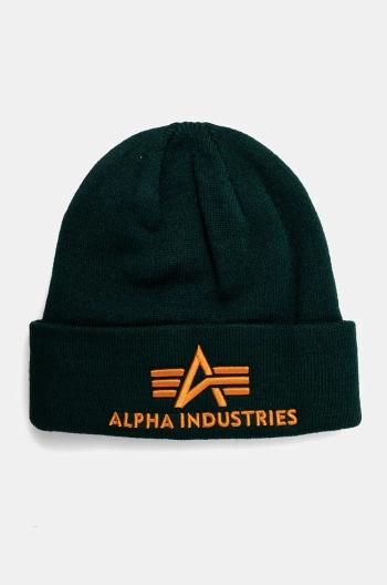 Čepice Alpha Industries zelená barva, z tenké pleteniny