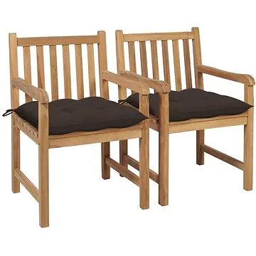 SHUMEE Židle zahradní taupe podušky, teak 3062753 - 2ks v balení (3062753)