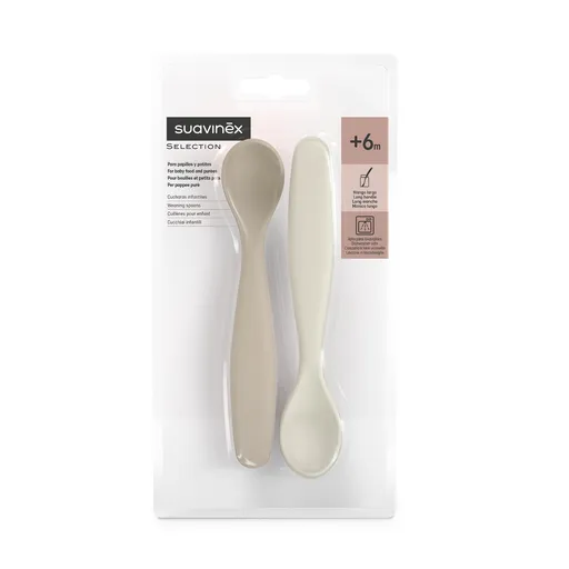 Suavinex Wonderland Lžičky 6m+ 2 ks krémová a bílá