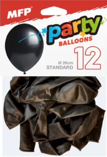 Balónek nafukovací 12ks sáček standard 26cm černý