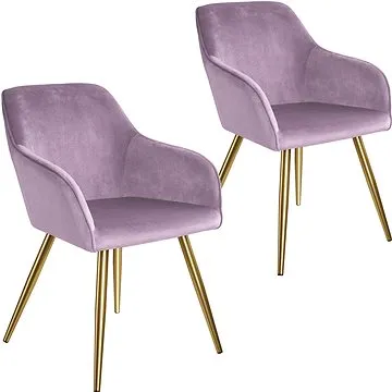 2× Židle Marilyn sametový vzhled zlatá, šeříková/zlatá (404006)