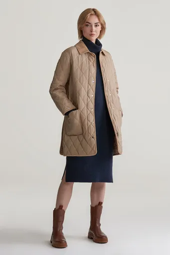 KABÁT GANT QUILTED COAT WITH CORD DETAILS DARK KHAKI
