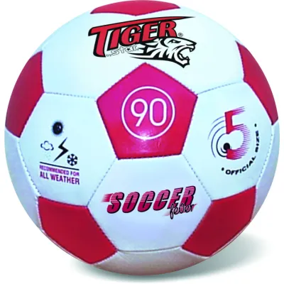 Míč kožený fotbalový Fever červený