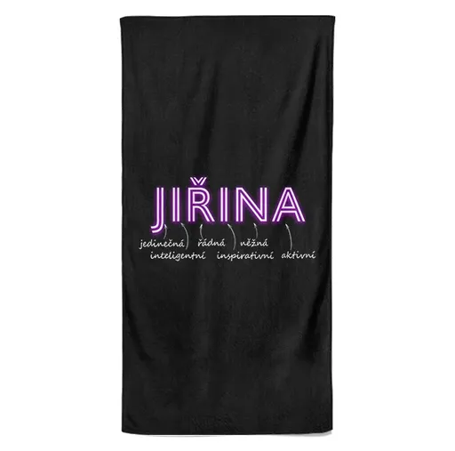 Osuška Ženská jména – NEON (Jméno: Jiřina, Velikost osušky: 70x140cm)