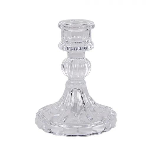 Skleněný transparentní svícen -  Ø 8*11 cm Clayre & Eef