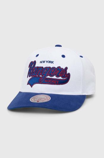 Bavlněná baseballová čepice Mitchell&Ness NHL NEW YORK RANGERS bílá barva, s aplikací