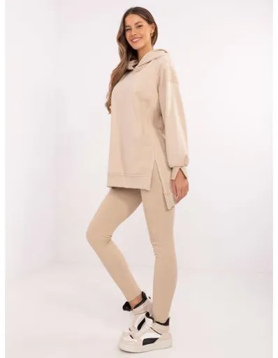 Béžová tepláková souprava s mikinou s kapucí
