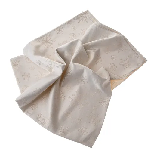 Vánoční Ubrus voděodolný Vločky zlatá, 140 x 140 cm