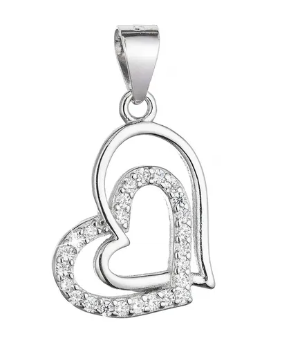 Evolution Group - Pavona Stříbrný přívěsek propletená srdce se zirkony 14015.1