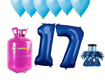 HeliumKing Helium párty set na 17. narozeniny s modrými balónky