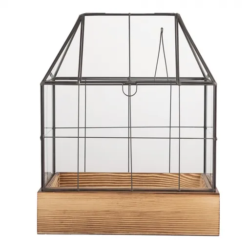 Dekorační skleník/ vitrína s dřevěným podstavcem Pallas - 26*17*32 cm Clayre & Eef