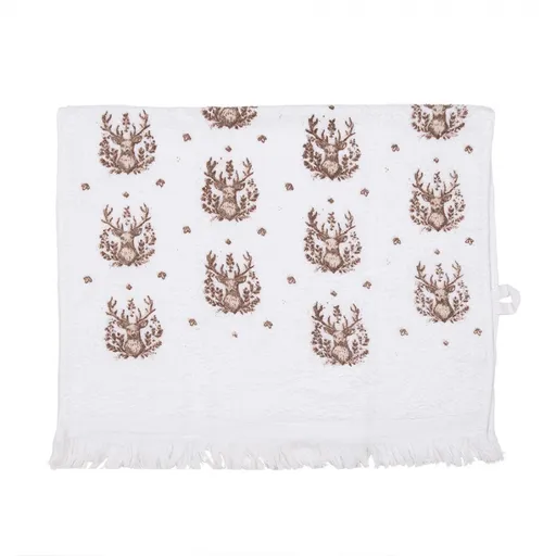 Bílý kuchyňský froté ručník s jeleny Gentle Wilderness - 40*66 cm CTGTW