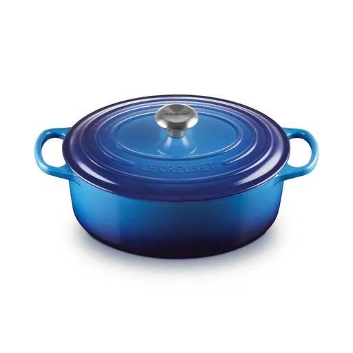 Kastrol SIGNATURE 29 cm, 4,7 l, oválný, AZURE, litina, Le Creuset