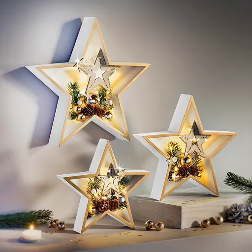 LED Hvězdy Xmas, sada 3 ks