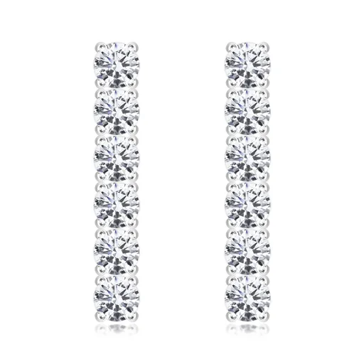 Náušnice ze stříbra 925 - kulaté zirkony ve čtvercovém pouzdře