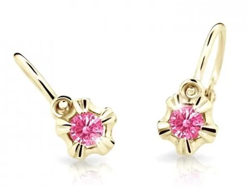 Cutie Jewellery Zlaté dětské náušnice C2158-10-X-1 fuchsiová