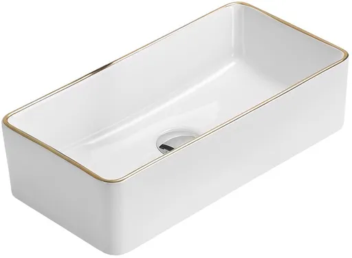 MEXEN Nadia umyvadlo na desku 46 x 23, bílá/zlatá hrana 21614605