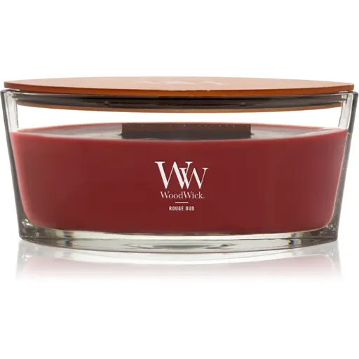 Woodwick Opulent Wood Rouge Oud vonná svíčka s dřevěným knotem 453.6 g
