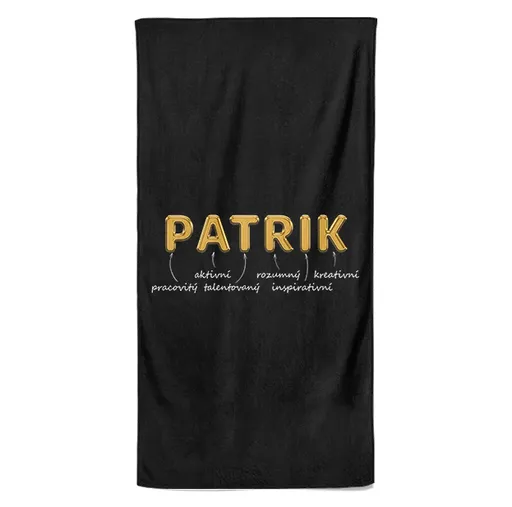 Osuška Mužská jména – GOLD (Jméno: Patrik, Velikost osušky: 70x140cm)