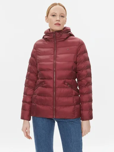 Tommy Hilfiger dámská vínová prošívaná bunda WW0WW39581 S