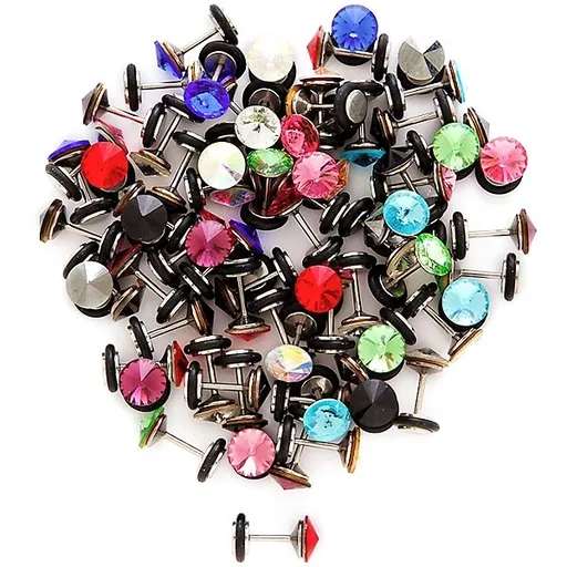 Fake plug do ucha s velikým zirkonem - Barva piercing: Modrá