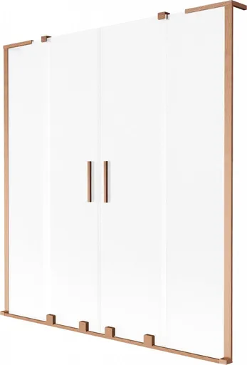 MEXEN/S Velar L Duo dvoukřídlá posuvná vanová zástěna 150 x 150, dekor, měď kartáčovaná 896-150-003-32-65