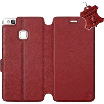 Flip pouzdro na mobil Huawei P9 Lite - Tmavě červené - kožené -   Dark Red Leather (5903226516810)