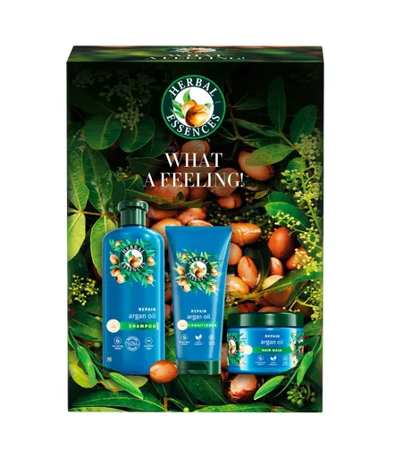 Herbal Essences Xmass sada Argan Repair šampon, kondicionér a maska 3 ks