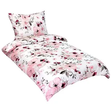 BELLATEX s.r.o. Povlečení bavlna 90/150 růžové květy 140 × 200, 70 × 90 (6844)