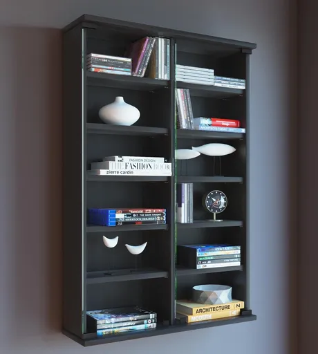 VCM Nástěnná vitrína na CD a DVD Zuntisa, černá