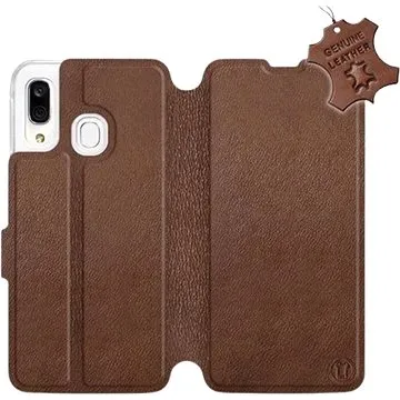 Flip pouzdro na mobil Samsung Galaxy A40 - Hnědé - kožené -  Brown Leather (5903226864300)