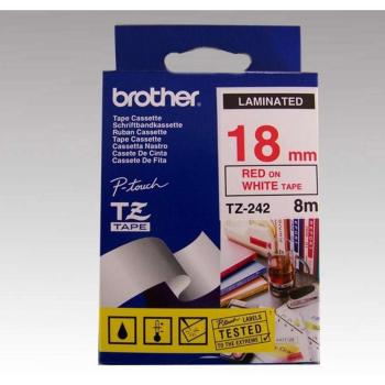 Feliratozógép szalag, Brother TZE242 18mm ORIGINAL piros/fehér