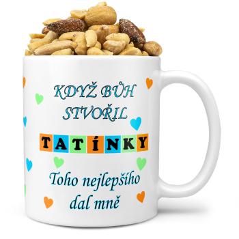 Hrnek Když bůh stvořil tatínky (Náplň hrníčku: Směs slaných oříšků)