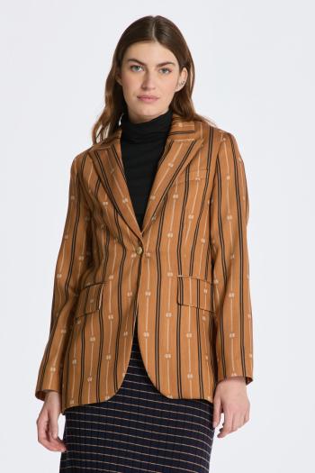 BLEJZR GANT REG MONOGRAM STRIPED BLAZER CINNAMON BROWN