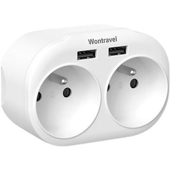 Wontravel rozdvojka 2x + 2 USB 16A/4000W (WW09-E2-2U)