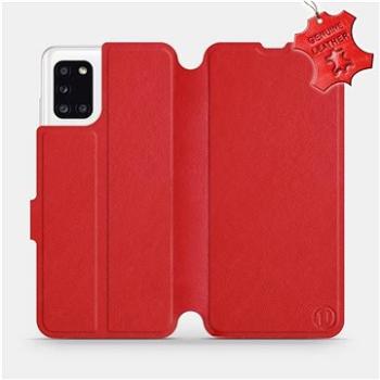 Flip pouzdro na mobil Samsung Galaxy A31 - Červené - kožené -   Red Leather (5903516227617)