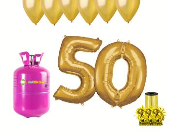 HeliumKing Helium párty set na 50. narozeniny se zlatými balónky