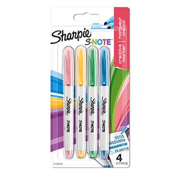 Sharpie 2138234, zvýrazňovač S-Note, mix barev, 4ks, kreativní