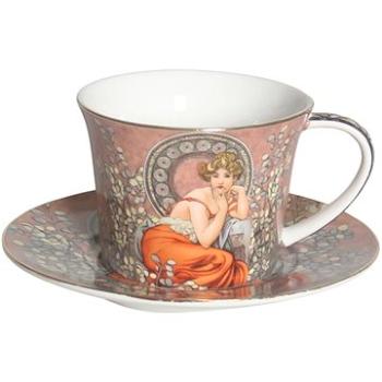 Home Elements Porcelánový šálek 350 ml s podšálkem, Mucha tmavý (MUCHA0076)